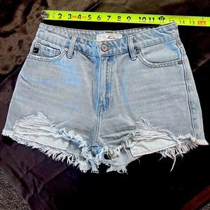 Kancan Light blue distressed high rise shorts size small